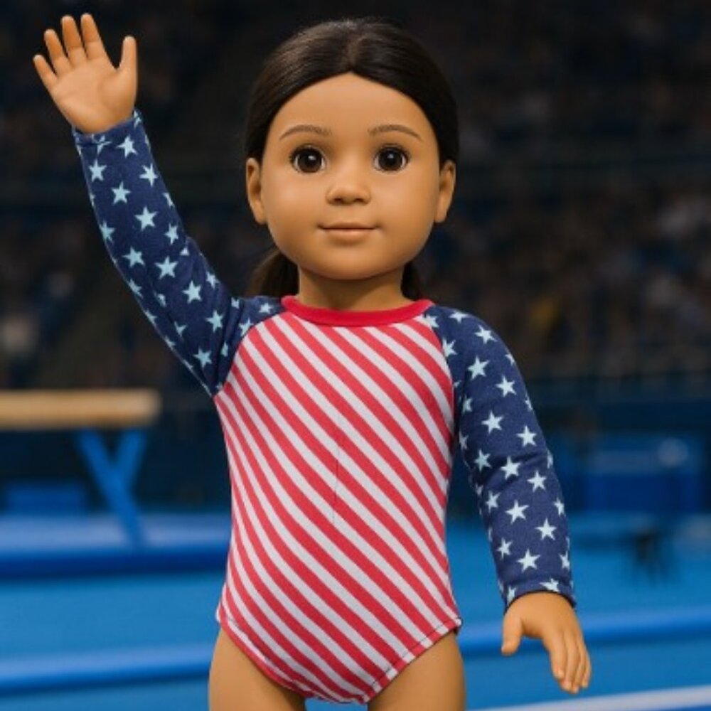 Stars & Stripes Gymnastics Leotard for American Girl & 18-Inch Doll